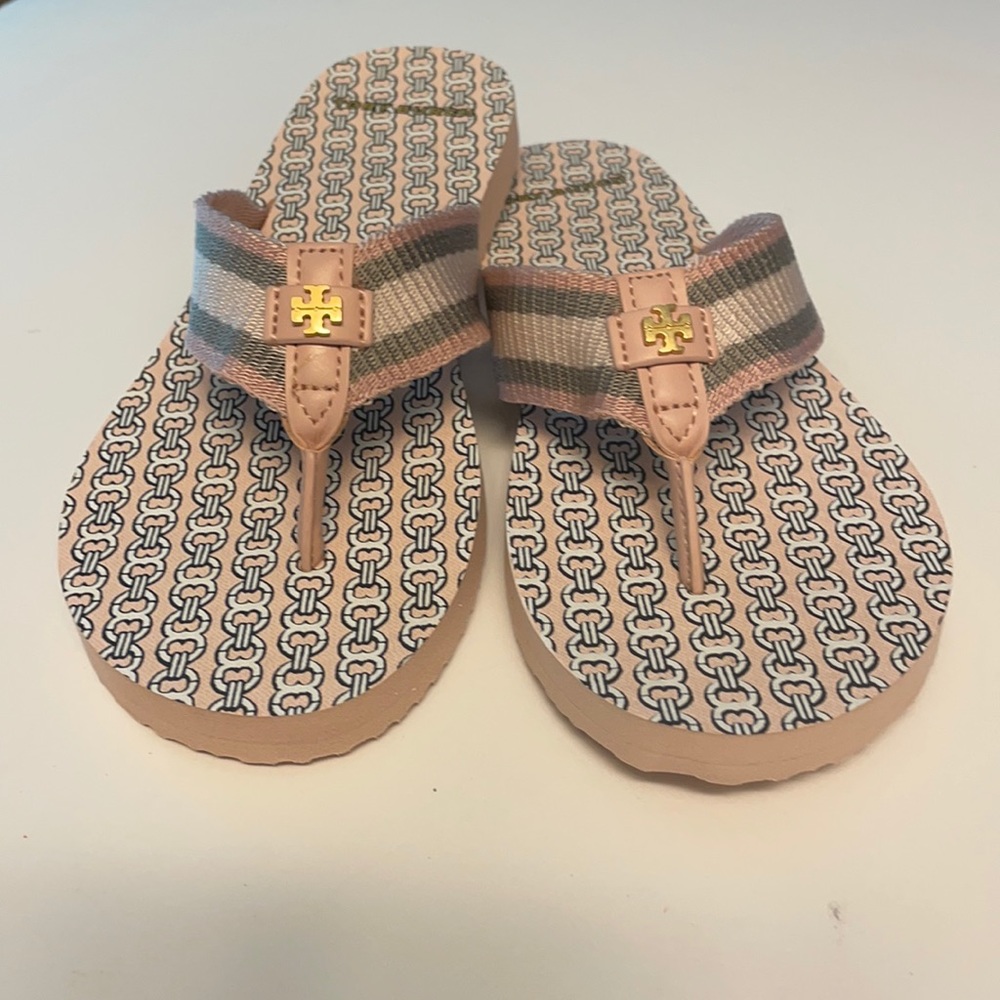 Tory Burch Costal Pink Gemini Link FlipFlops Sz-7